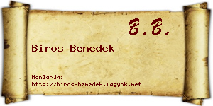Biros Benedek névjegykártya